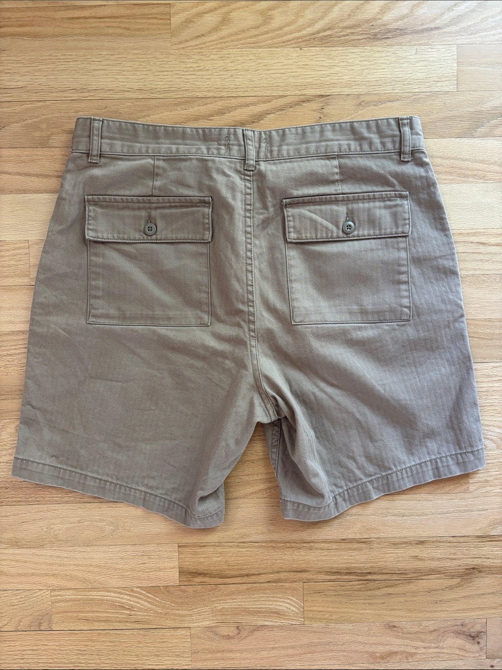 Taylor Stitch Men’s Size 33 The Trail Short Khaki Herringbone Utility Fatigue - Picture 2 of 7